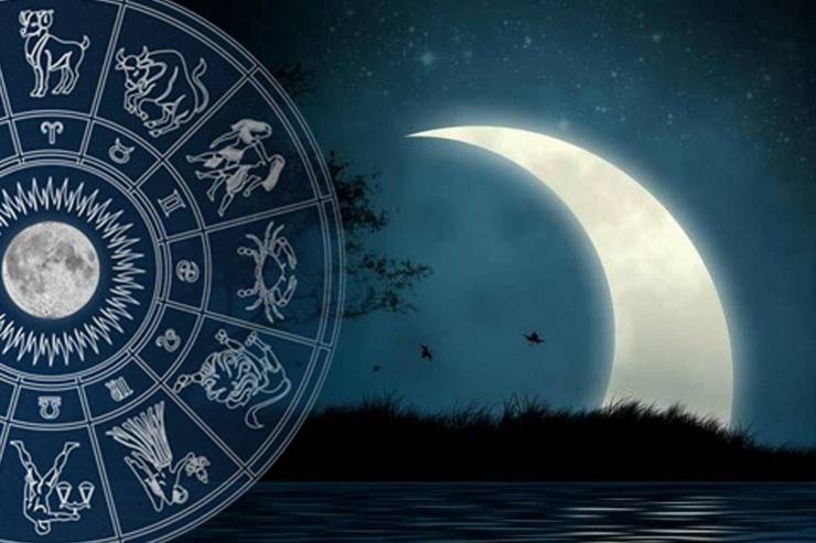 Ruota zodiacale con luna calante